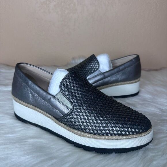 Pons Quintana 6006 Lyon Pewter Metallic Espadrille Platform Loafer Size 40 - Picture 1 of 10